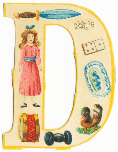 D: Dagger, Doll, Dice, Domino, Drum, Dish, Dumbbell, Duck by Unknown artist