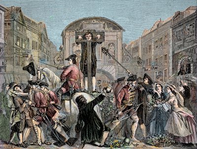 Daniel Defoe Pilloried in London in 1703 for Publishing His Ironical Tract 