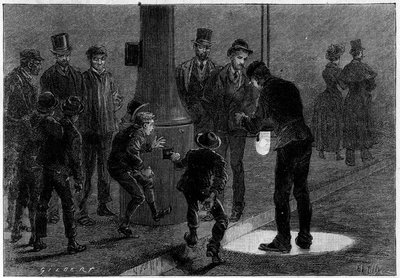 Death by Electricity: Electrification with electric streetlights at Place du Carrousel, in Paris. Engraving in 