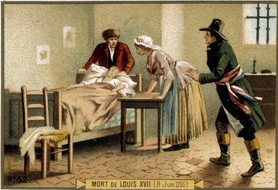 Death of Louis XVII (08/06/1795). 19th century chromolithography by Unknown artist