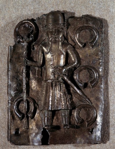 Brassware plate carved by a Portuguese warrior by Unknown artist
