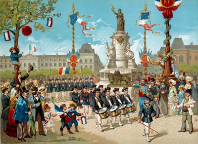 Defile the children of the School Battalions on the Place de la Republique on 14/07/1883 in Paris by Unknown artist