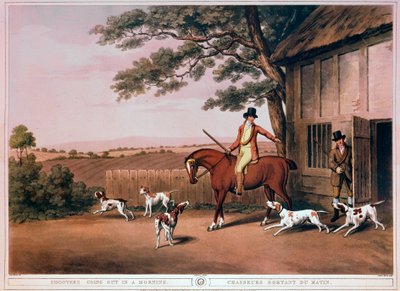 Departed for Hunting in the Early Morning of a Hunter and His Dogs in England by Unknown artist