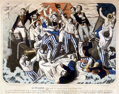 Destruction of the ship “The Avenger” by the English fleet, June 1 by Unknown artist