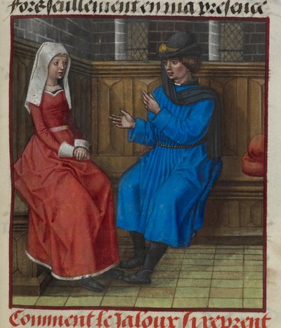 (detail) A jealous man and his wife, seated, from 
