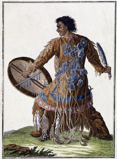 Shaman of Kamchatka (Siberia) - engraving, early 19th century by Unknown artist