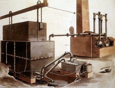 Diagram explaining the production of coal gas, London 1815 by Unknown artist