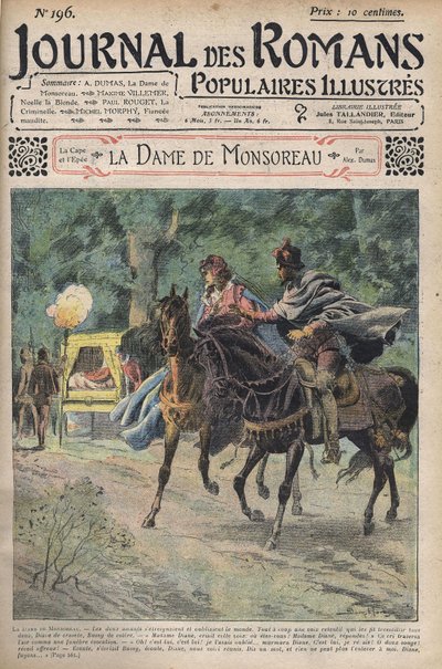 Diane called by her husband while riding on horseback with her lover Bussy. Illustration of the novel 