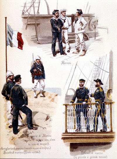 Different uniforms of the French Navy around 1860 by Unknown artist