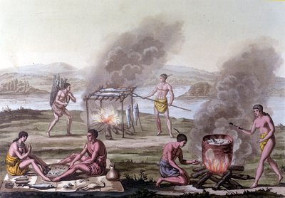 Dining and cooking scene among the Florida Indians by Unknown artist