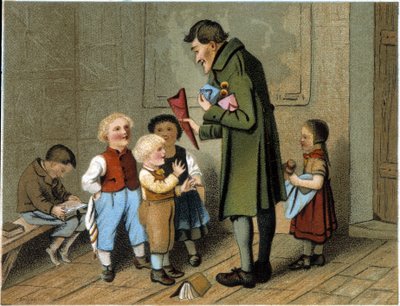 Distribution of awards at school - chromolithography, late 19th century by Unknown artist