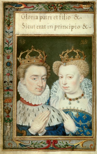 Double Portrait of Henry IV King of France and Marguerite de Valois (Queen Margot). Miniature from the Book of Hours by Catherine de Medicis by Unknown artist