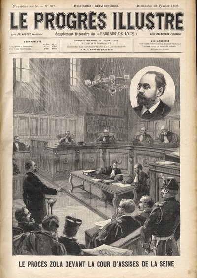 Dreyfus case: Emile Zola at the seine court for the trial of Alfred Dreyfus by Unknown artist