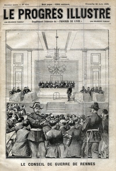 Dreyfus Case. Rennes Trial. Alfred Dreyfus before the War Council (1899). Cover of 