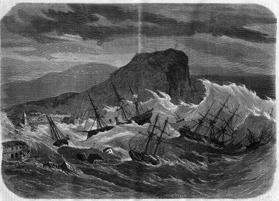 Earthquake of Peru: tsunami submerging the city of Arica in September 1869 - Engraving In 