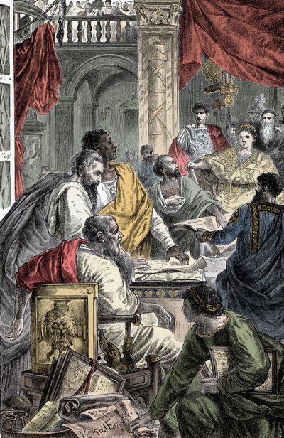 Ecumenical Council of Nicea - Representation of the First Council of Nicea, First Ecumenical Council, in 325 AD. JC summoned by Emperor Constantine I. by Unknown artist