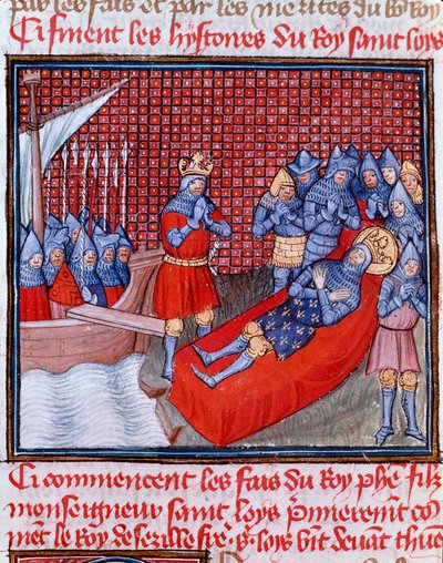 Eighth Crusade: The Death of Saint Louis in Tunis on 25 August 1270. Miniature taken from 