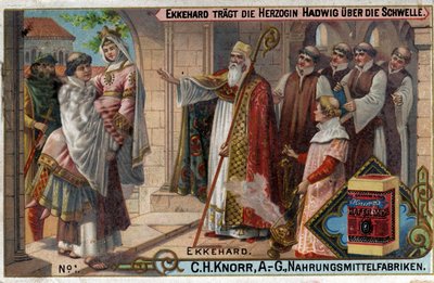 Ekkehard IV of St. Gallen or Eckhard, Eckhart (980-1057) Erudit and Latin Poet. Ekkehard Makes Duchess Hadwig Cross the Threshold by Unknown artist
