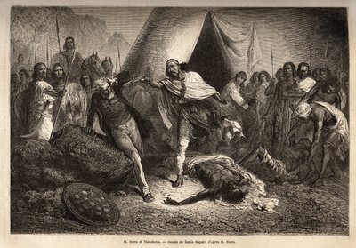 Emperor Theodoros II (Tewodros) threatened with his gun Mr. Stern, an English missionary who wrote a biography of negus, by which Theodoros felt insulted by Unknown artist