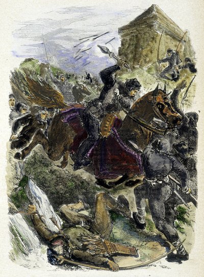 Emperor Othon fighting the bribed bands of the Pope - in Histoire des popes, by Maurice Lachatre by Unknown artist