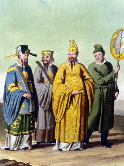 Emperor of China surrounded by mandarins - in “Le costume ancien et moderne” by J. Ferrario, ed. Milan by Unknown artist
