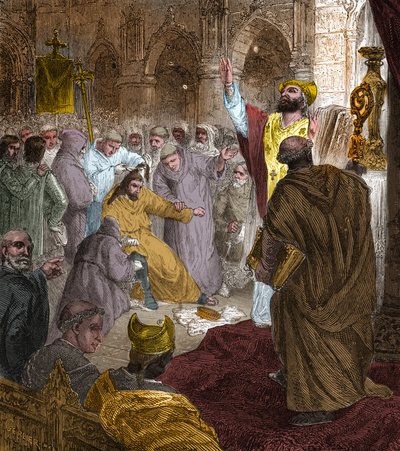 End of the Merovingian dynasty, 751: deposition of King Childeric III by Pepin the Short. by Unknown artist
