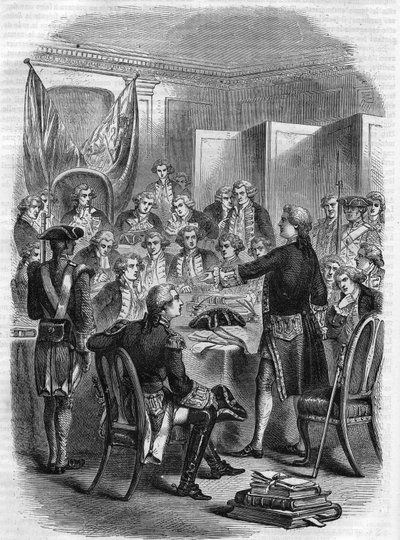 English Admiral Augustus Keppel before the Council of War after the Naval Battle of Ouessant on 27 July 1778. by Unknown artist