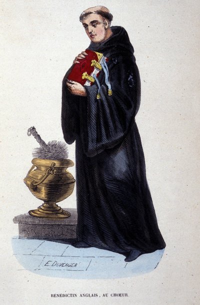 English Benedictine. Engraving from an album on religious orders, Paris by Unknown artist