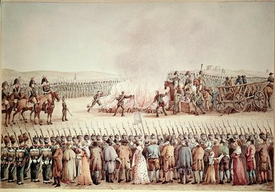 English goods were burned by order of Napoleon I Bonaparte during the continental blockade in 1806 by Unknown artist