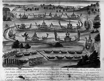 Entombment of the French ambassadors in the Siam River - in Voyages of the Kingdom of Siam, historical of 1688. by Unknown artist