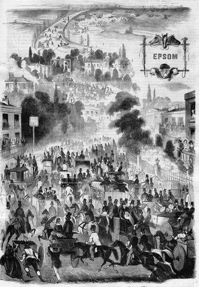 Epsom Horse Races in England - Engraving In 