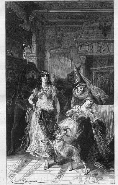 Esmeralda and Fleur de Lys. Illustration of 