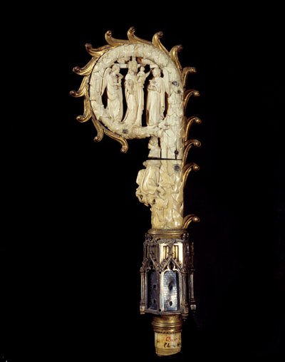 Eveque Stock in Copper, Gold Metal and Ivory Representing the Virgin Between Two Angels. 1300 Around Paris, National Museum of the Middle Ages, Thermal Baths of Cluny by Unknown artist
