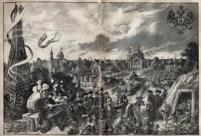 Evocation of Friendship Between France and Russia and the Russian Exhibition in 1892 on the Champ de Mars in Paris (Engraving in La Science francaise) by Unknown artist