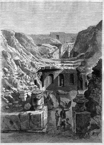 Excavations made in Senlis in 1868 - discovered Roman arenas around the city - Engraving of 1868 by Unknown artist