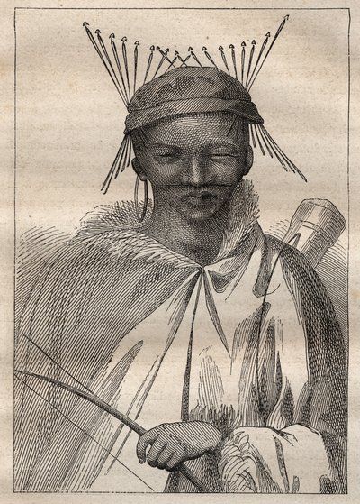 Expedition to the interior of the lands of South Africa (1775) by Anders Sparrman (1748-1820): a Boschiman (Bochiman or San, indigenous to southern Africa) - illustration taken from 