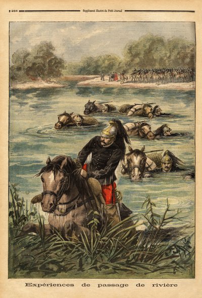 Experience of River Passage by the 7th Regiment of Dragons in Fontainebleau. Engraving in 