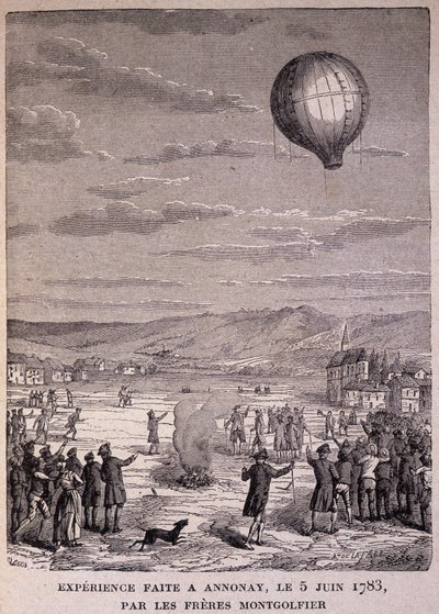Experiment Made at Annonay on 5 June 1783 by the Montgolfier Brothers - in Les Contemporains by Unknown artist