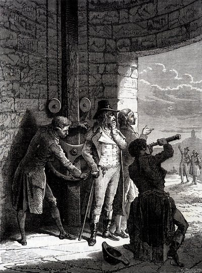 Experiment of the Chappe telegraph made on 12 July 1793, from Ménilmontant to Saint-Martin-du-Tertre before the commissioners of the Convention - in 