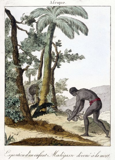 Exposure (abandonment) of a child who died in Madagascar - engraving, 1811 by Unknown artist