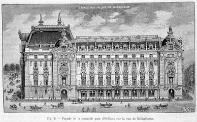 Facade of the new station of Orléans on rue de Bellechasse - in La Nature by Unknown artist