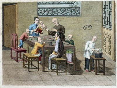 Family Meal in China in the 19th Century by Unknown artist