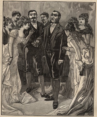 Famous Diamonds: Banker Vanlerberghe Showing a Fake Regent at the Beginning of the 19th Century. Engraving from 1885 in 