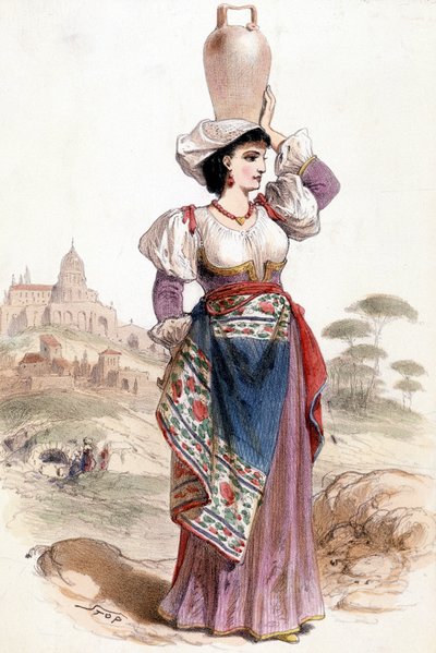 Farmer near Naples, Carrying a Jug of Water on His Head by Unknown artist