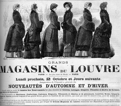 Fashion feminine 19th century: advertisement for the Louvre department stores by Unknown artist