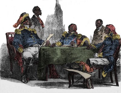 Faustin Soulouque (1782-1867) dit Faustin I, Emperor of Haiti from 1847 to 1859, represented at a meeting Engraving from 