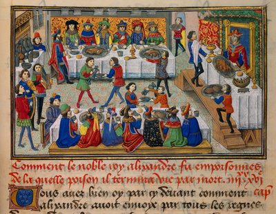 Feast Meal Scene, Served for King Alexander and His Courtiers in the Last Days of His Life. Miniature from 