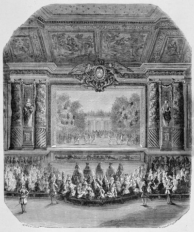 Fete of Louis XIV, by the Duke of Saint Aignan (Comedy in music, played in the park of Versailles) Engraving by Unknown artist
