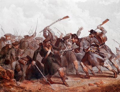 Fight between the Russian army and the English, Ottoman and French coalition by Unknown artist