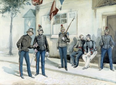 Firefighters in Front of Their Barracks in 1870 by Unknown artist